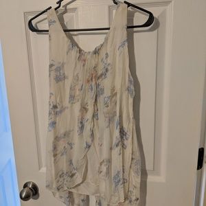 Split Cut flowy Floral Tank